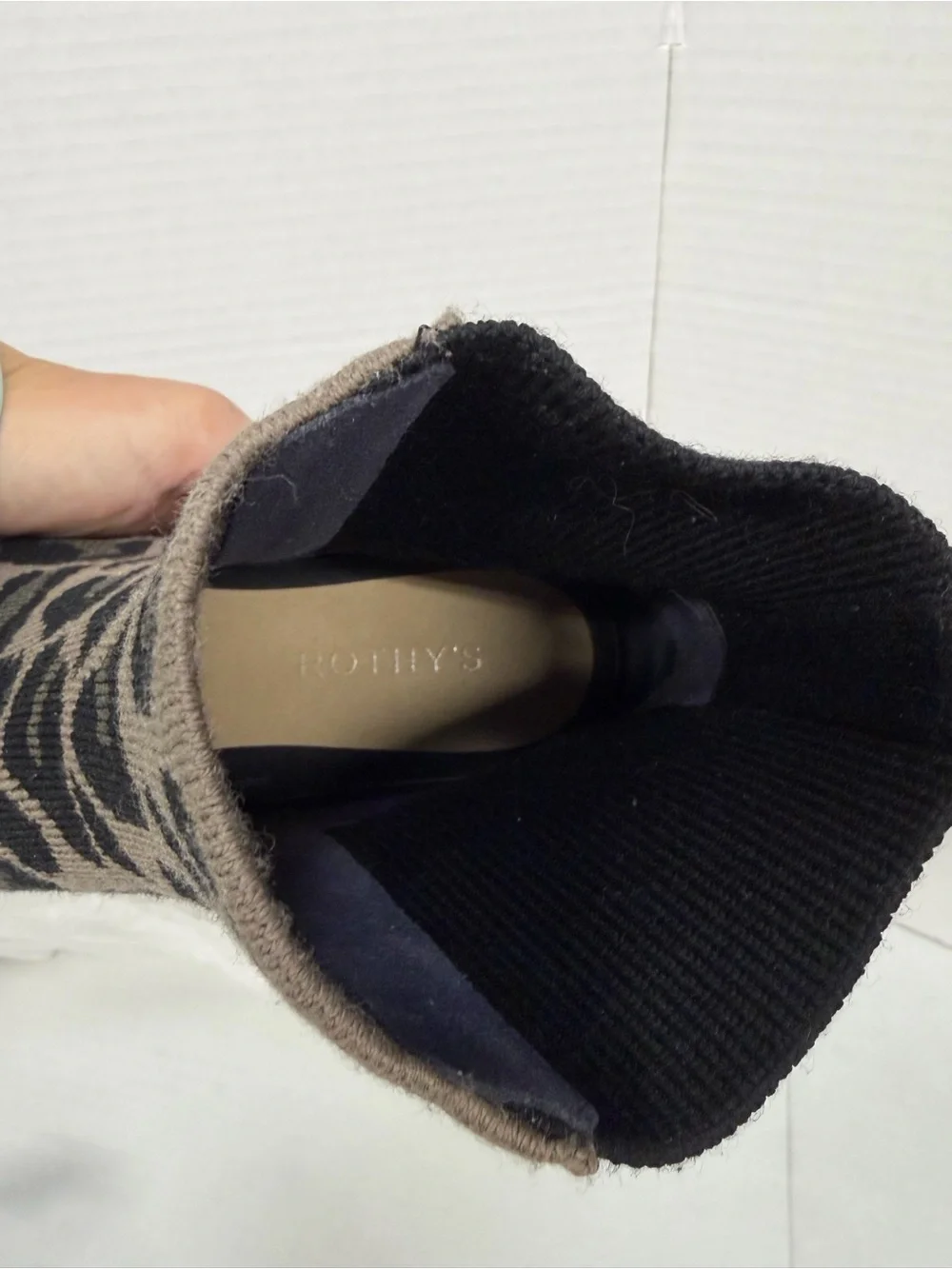 Rothy’s The Classic Boot Gray Black - Knit Cool Cat (Leopard Print) Size 9.5